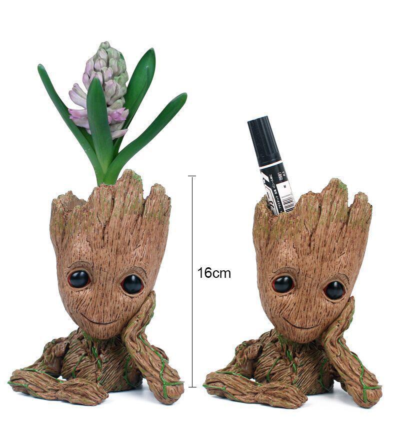 kitchenLS666 Figurine bébé Groot Flower Pot Marvel de Guardians of The Galaxy pour Plantes et stylos Décoration de Chambre pour Enfants en Famille Heart Flower Pot 